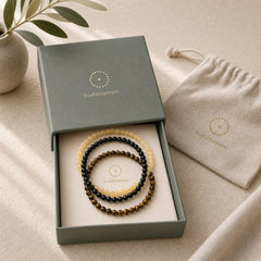 3pcs "Manifest Living Abundance" Topaz Clarity Bracelet Includes Gift Message Card featuring Topaz, Tiger Eye, Black Obsidian
