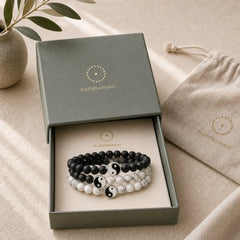 3pcs Natural White Turquoise Frosted Stone Bead Yin Yang Wealth Bracelet (Extra 35% Off | USE CODE: FS35) featuring White Turquoise, Turquoise, Frosted Stone