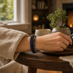 3pcs "Put Your Mind to Rest" Lapis Lazuli Balance Bracelet Includes Gift Message Card featuring Sodalite, Lapis Lazuli (Lazurite), Black Obsidian
