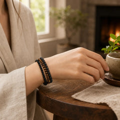 3pcs "Rebuild Your Inner Drive" Lava Rock Calm Bracelet Includes Gift Message Card featuring Lava Rock, Tiger Eye, Black Obsidian