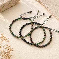 3pcs "Reclaim Your Vital Energy" Indian Agate Transformation Bracelet Includes Gift Message Card featuring Indian Agate, Dragon, Dragon Blood Jasper