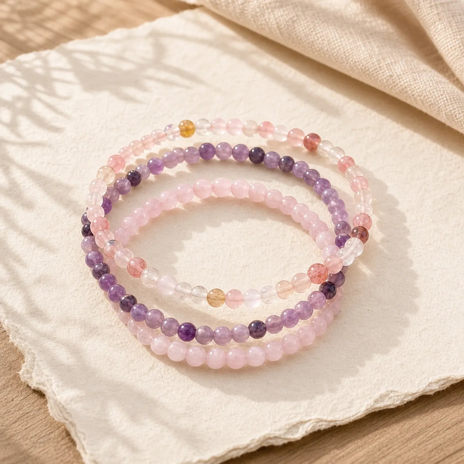3pcs "Soothe Your Inner Self" Tourmaline Protection Bracelet Includes Gift Message Card featuring Tourmaline, Cat's Eye / Chrysoberyl, Lepidolite
