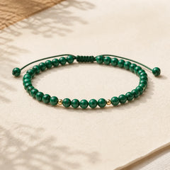 4mm Natural Malachite Protection Calmness String Bracelet featuring Malachite