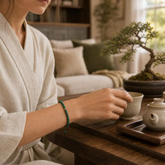 4mm Natural Malachite Protection Calmness String Bracelet featuring Malachite