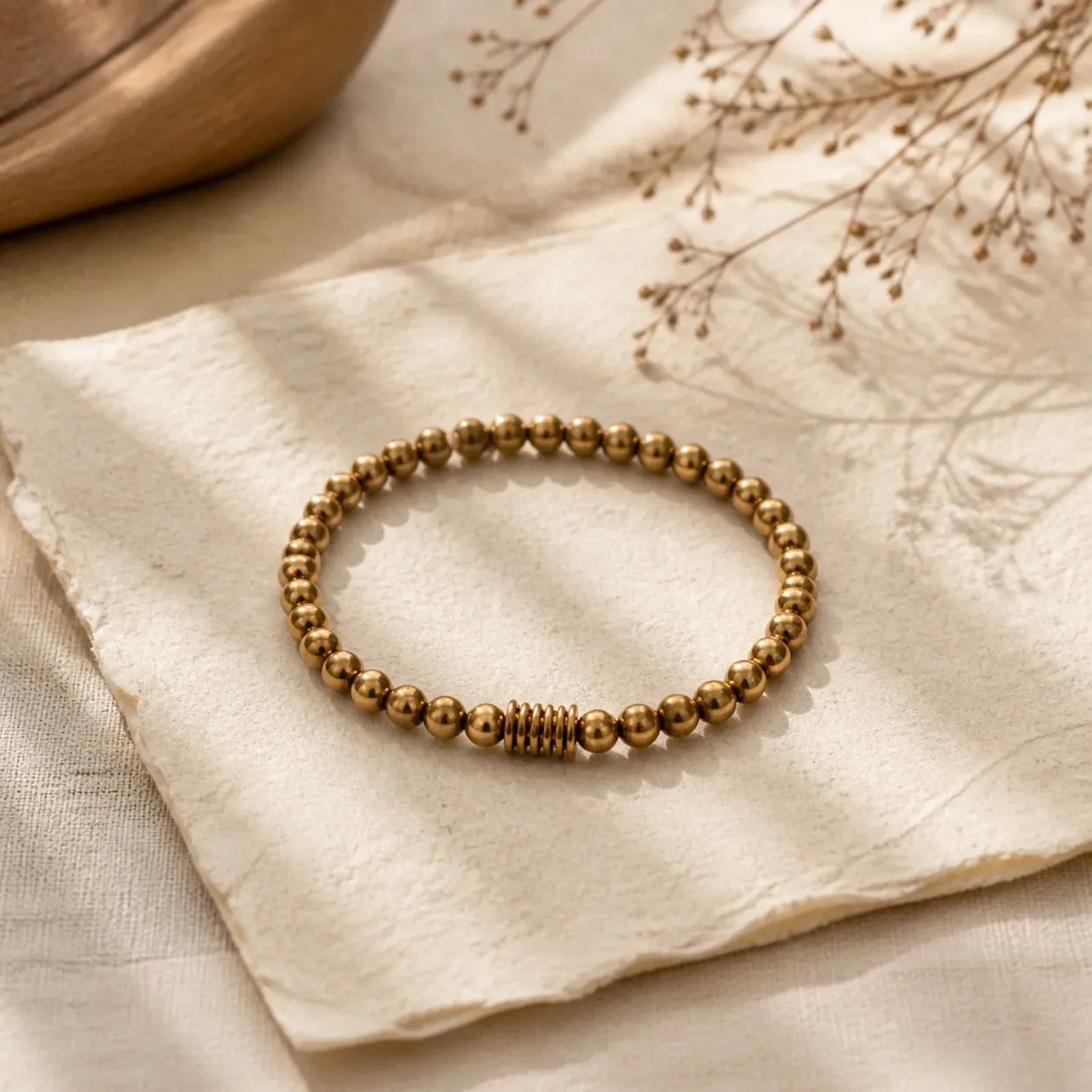 4mm Small Beads Brass Healing Bracelet featuring Copper