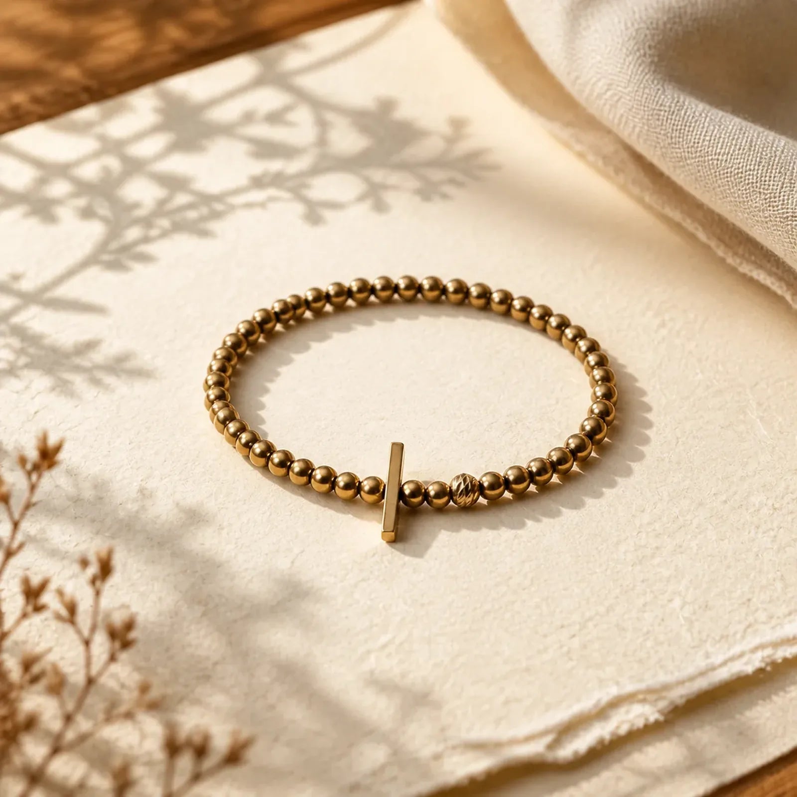 4mm Small Round Shape Beads Brass Healing Bracelet featuring Copper
