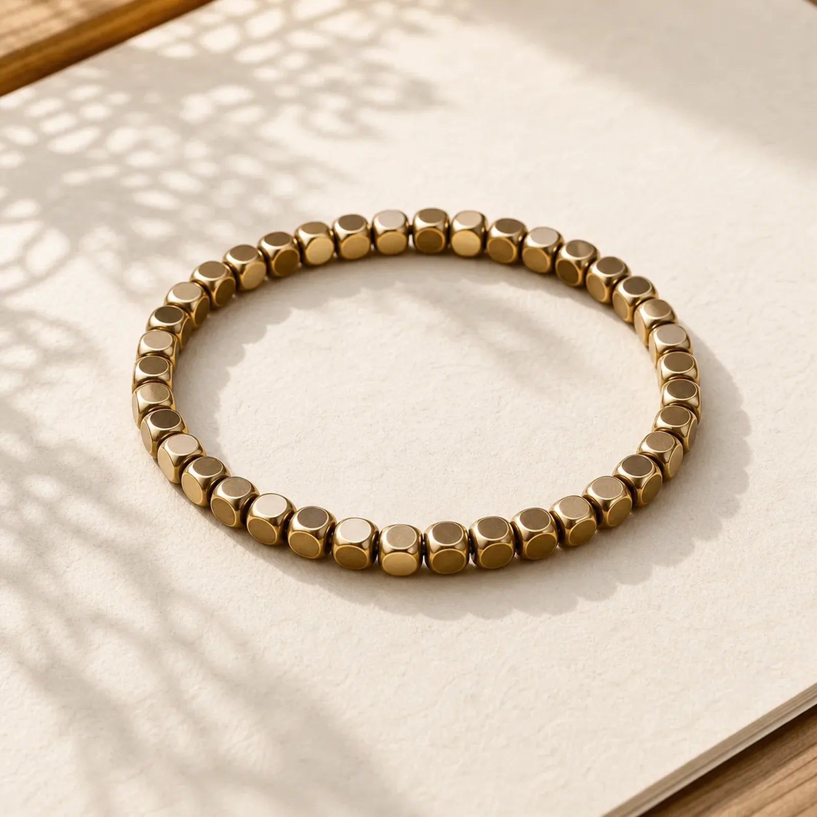 4mm Small Square Shape Beads Brass Healing Bracelet featuring Copper