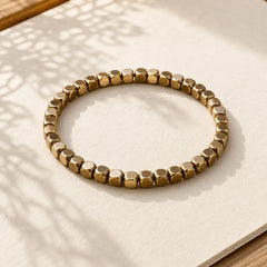 4mm Small Square Shape Beads Brass Healing Bracelet featuring Copper
