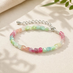 4mm Ultra-thin Tourmaline Irregular Beads Positive Chain Bracelet featuring Tourmaline, Copper