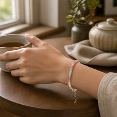 4mm Ultra-thin Tourmaline Irregular Beads Positive Chain Bracelet featuring Tourmaline, Copper