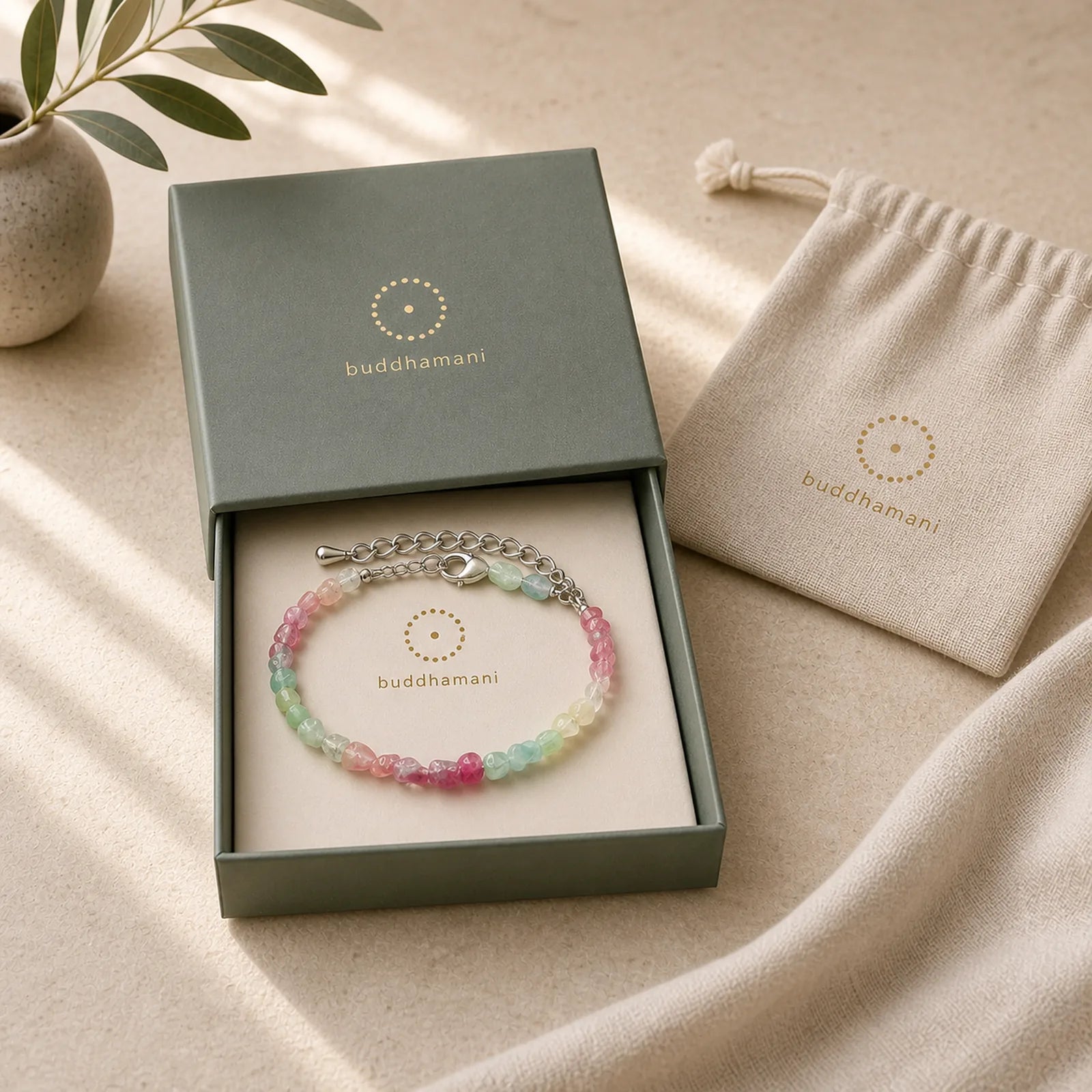 4mm Ultra-thin Tourmaline Irregular Beads Positive Chain Bracelet featuring Tourmaline, Copper
