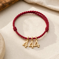 777 444 333 222 111 Angel Number Red String Luck Braided Bracelet featuring Red String, Copper