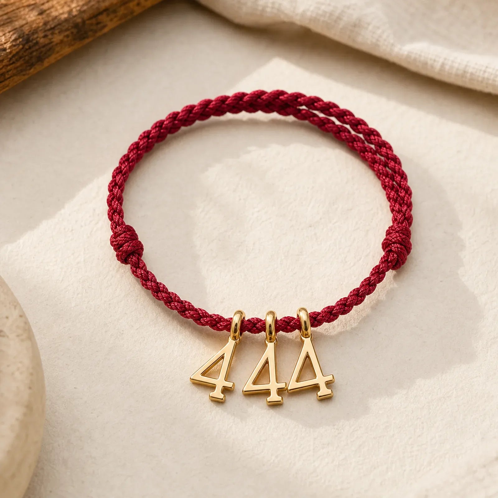 777 444 333 222 111 Angel Number Red String Luck Braided Bracelet featuring Red String, Copper
