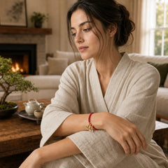 777 444 333 222 111 Angel Number Red String Luck Braided Bracelet featuring Red String, Copper