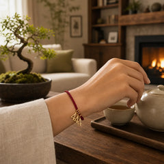 777 444 333 222 111 Angel Number Red String Luck Braided Bracelet featuring Red String, Copper