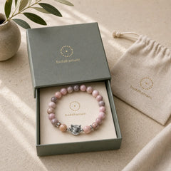 8mm Cat Design Zebra Jasper Protection Bracelet featuring Zebra Jasper