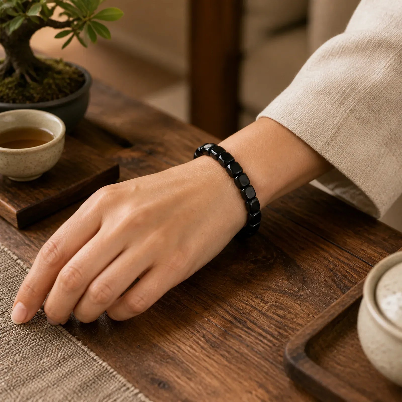 8mm Natural Authentic Shungite Stone Protection Beaded Bracelet featuring Shungite Stone (Graphite Stone)
