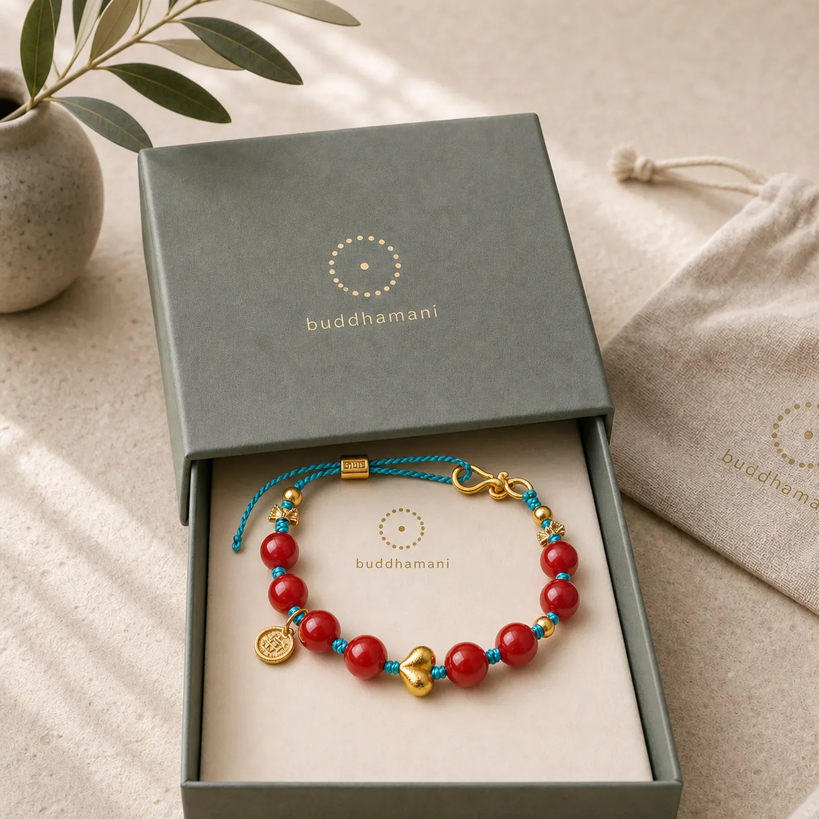 8mm South Red Agate Beads Heart Braided String Success Bracelet featuring South Red Agate, Red Agate