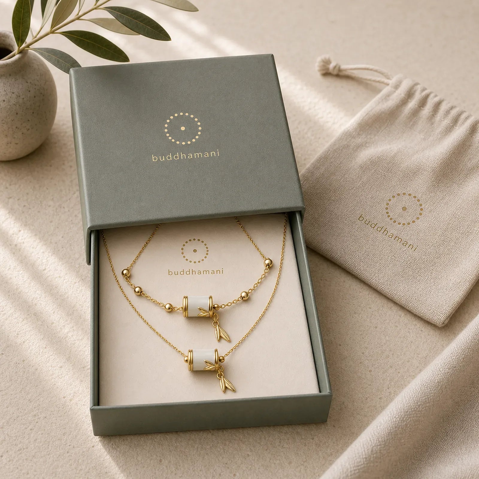 925 Sterling Silver 22K Gold Hetian White Jade Bamboo Leaf Luck Necklace Pendant Bracelet featuring Silver, White Jade, Jade