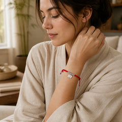 925 Sterling Silver Beads Snowflake Elephant Red String Luck Bracelet featuring Silver, Red String