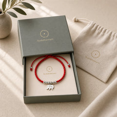 925 Sterling Silver Beads Snowflake Elephant Red String Luck Bracelet featuring Silver, Red String