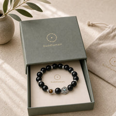 925 Sterling Silver Black Obsidian Tiger Eye Eye of Providence Purification Bracelet featuring Silver, Black Obsidian, Tiger Eye