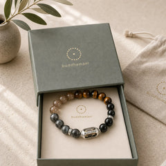 925 Sterling Silver Black Onyx Gold Sheen Obsidian Lava Rock Tiger Eye Six True Words Wealth Protection Bracelet featuring Silver, Black Onyx, Gold Sheen Obsidian