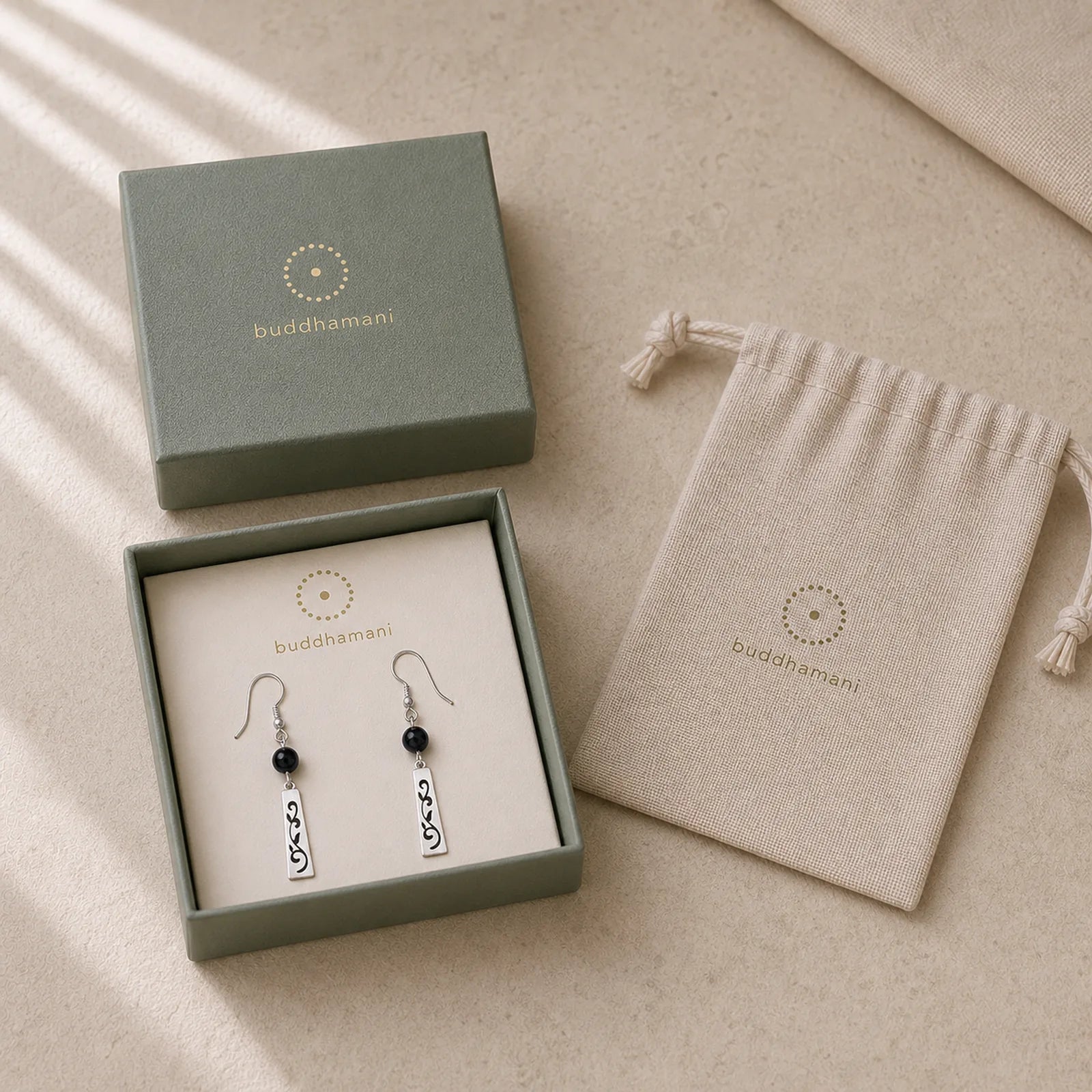 925 Sterling Silver Black Onyx Hollow Vine Protection Drop Earrings featuring Silver, Black Onyx