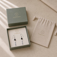 925 Sterling Silver Black Onyx Hollow Vine Protection Drop Earrings featuring Silver, Black Onyx