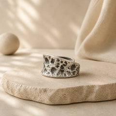 925 Sterling Silver Bump Texture Design Protection Ring featuring Silver