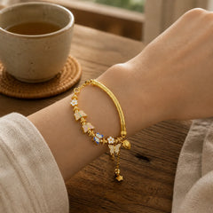 925 Sterling Silver Butterfly Flower Balance Bracelet featuring Silver, Butterfly, Feng Shui Butterfly