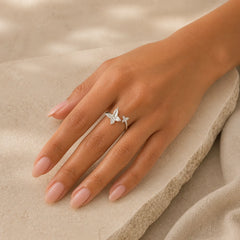 925 Sterling Silver Butterfly Love Ring featuring Silver, Butterfly, Feng Shui Butterfly