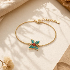 925 Sterling Silver Butterfly Zircon Love Chain Bracelet featuring Silver, Butterfly, Feng Shui Butterfly
