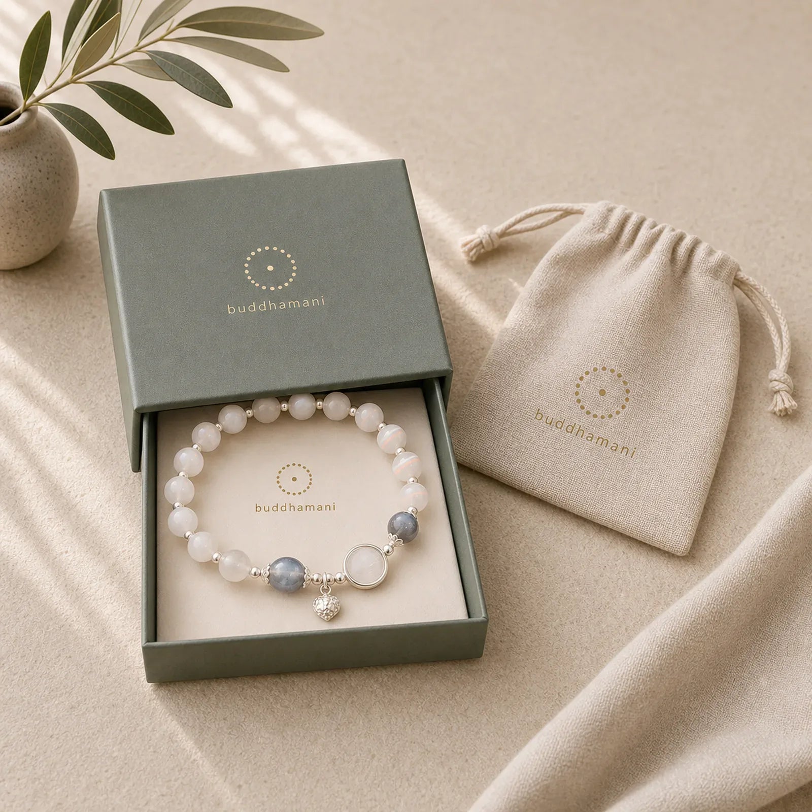 925 Sterling Silver Cat Eye Moonstone Love Support Bracelet featuring Silver, Moonstone, Cat's Eye / Chrysoberyl