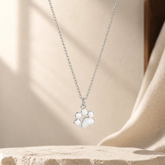 925 Sterling Silver Cat Paw Blessing Necklace featuring Silver