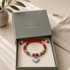 925 Sterling Silver Chinese Lock Charm Multicolored Red String Protection Handmade Braided Kids Bracelet (Extra 35% Off | USE CODE: FS35) featuring Silver, Red String