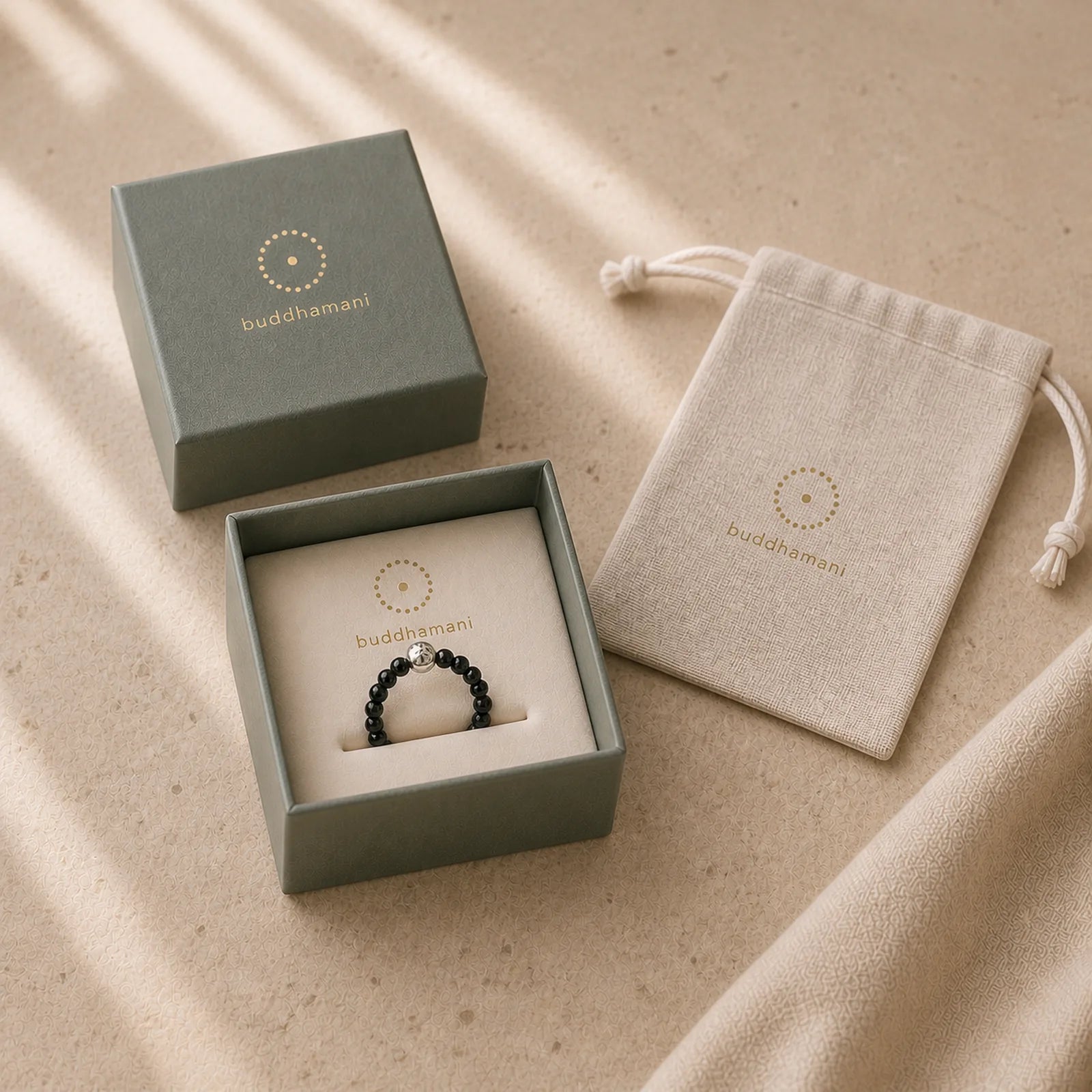 925 Sterling Silver Crystal Beads White Jade Black Onyx Blessing Elastic Ring featuring Silver, White Jade, Jade