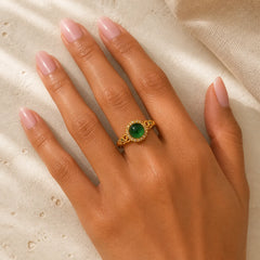 925 Sterling Silver Cyan Jade Success Luck Ring featuring Silver, Cyan Jade, Jade