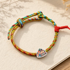 925 Sterling Silver Dragon Boat Festival Fu Character Zongzi Pattern Luck Handmade Multicolored Child Adult Bracelet featuring Silver, Dragon, Fu Character