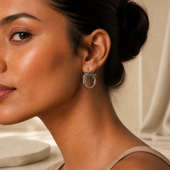 925 Sterling Silver Dragon Hoop Pattern Protection Earrings featuring Silver, Dragon, The Phoenix