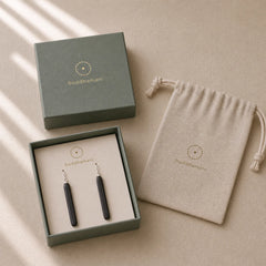 925 Sterling Silver Ebony Wood Texture Balance Peace Drop Dangle Earrings featuring Silver, Ebony Wood, Ebony