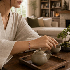 925 Sterling Silver Endless Knot Protection Luck Red String Bracelet Anklet featuring Silver, Red String