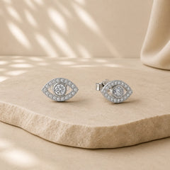 925 Sterling Silver Evil Eye Symbol Protection Stud Earrings featuring Silver, Evil Eye