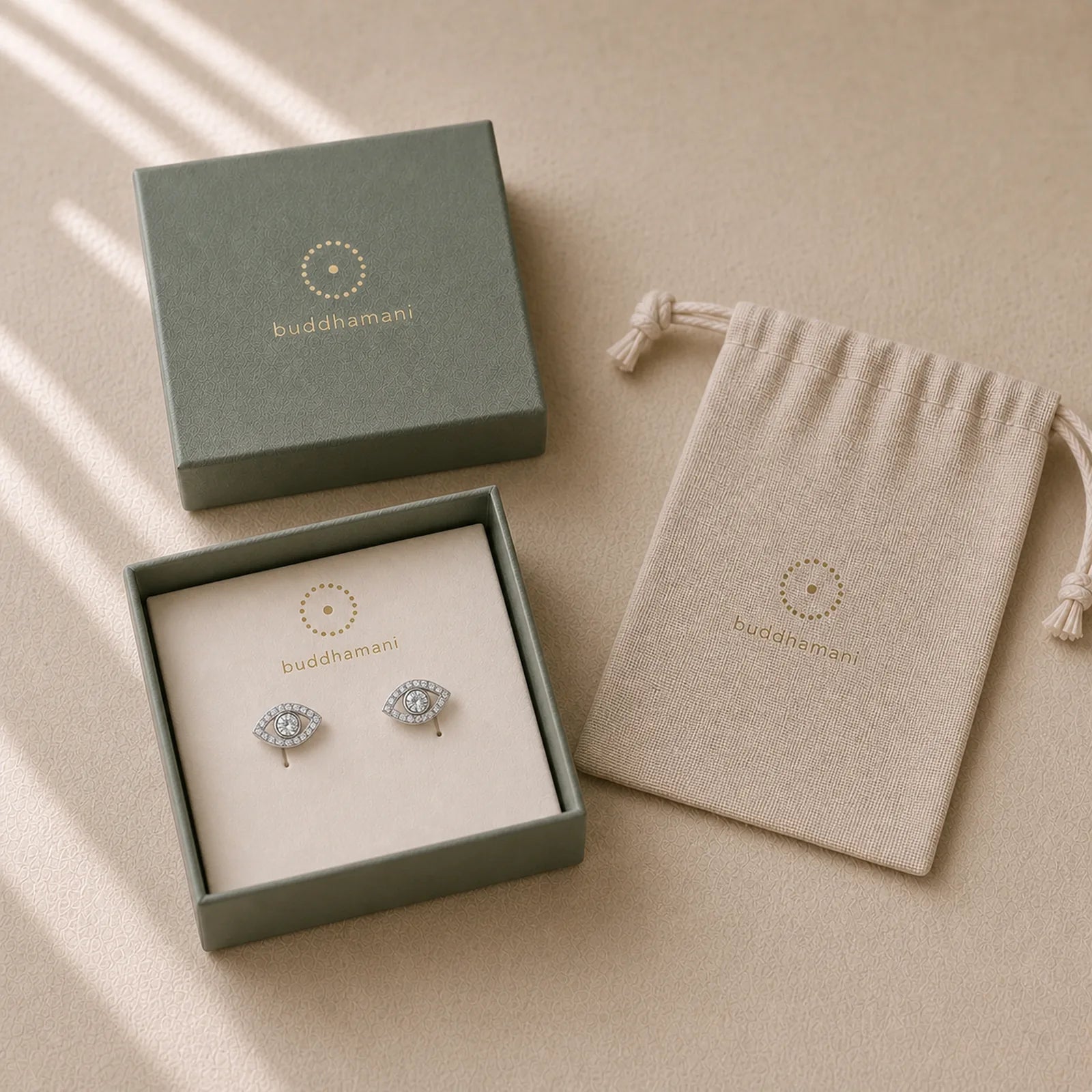 925 Sterling Silver Evil Eye Symbol Protection Stud Earrings featuring Silver, Evil Eye