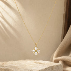 925 Sterling Silver Four Leaf Clover Chrysoberyl Cat Eye Love Necklace Pendant (Extra 35% Off | USE CODE: FS35) featuring Silver, Cat's Eye / Chrysoberyl