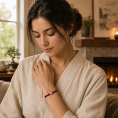 925 Sterling Silver Fu Character Blessing Handmade Braided Bracelet featuring Silver, Fu Character, Red String