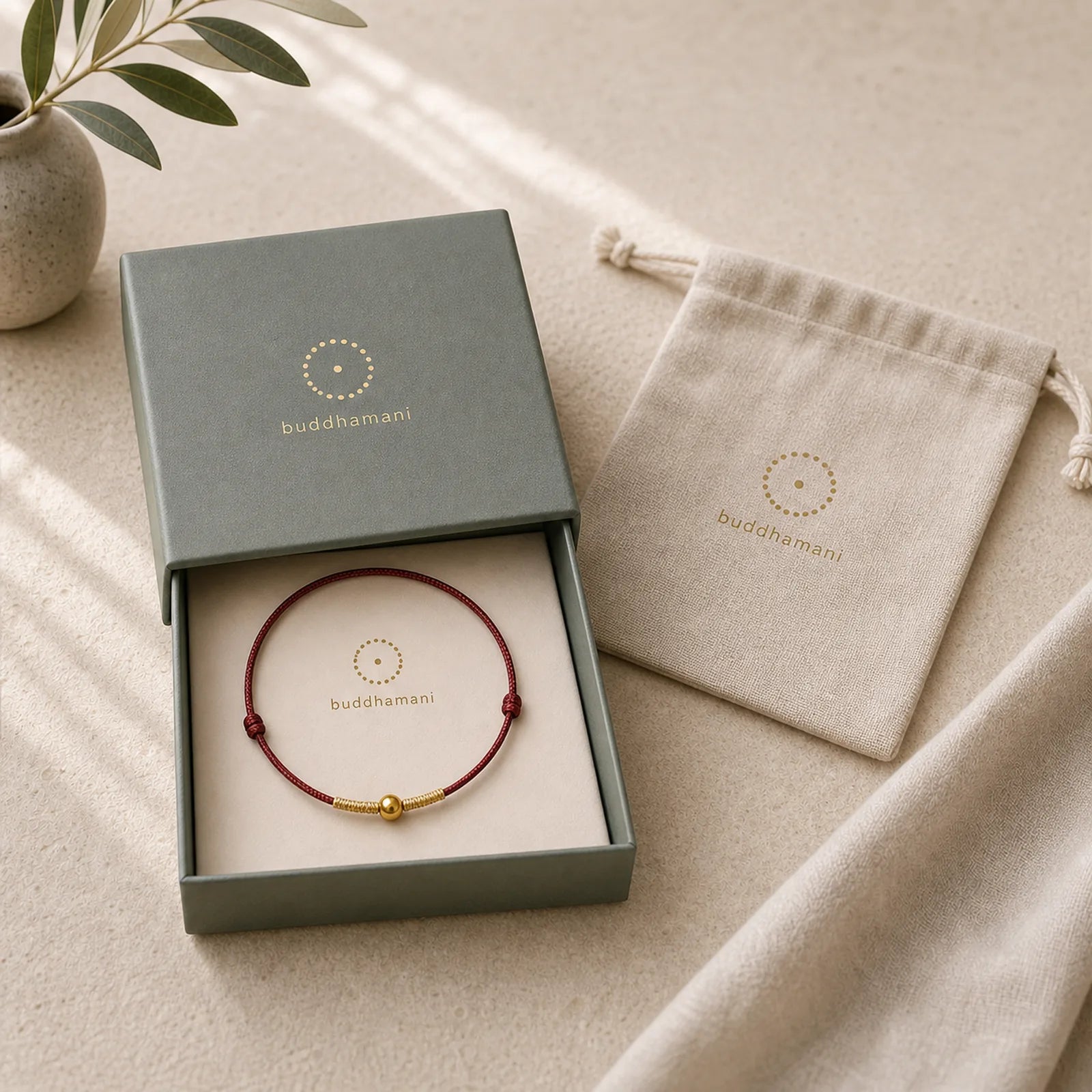 925 Sterling Silver Golden Bead Protection Braided Rope Bracelet Anklet featuring Silver, Red String