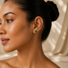 925 Sterling Silver Golden Green Chalcedony Strength Earrings featuring Silver, Green Chalcedony, Chalcedony