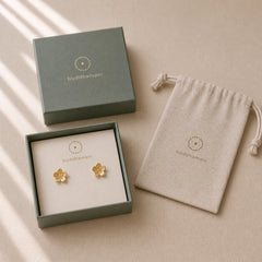 925 Sterling Silver Golden Peach Blossom Balance Earrings featuring Silver