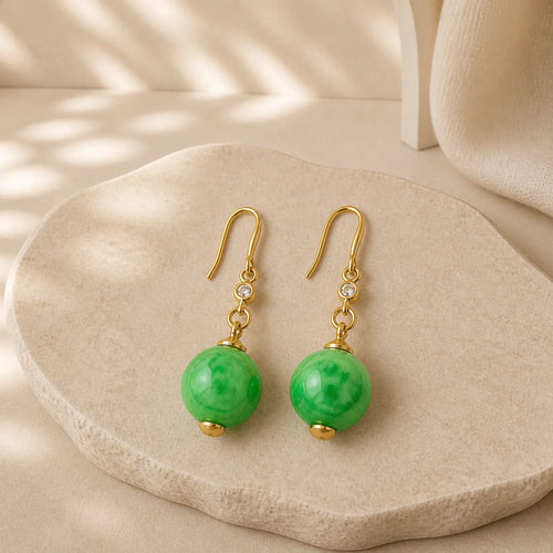 925 Sterling Silver Green Chalcedony Strength Courage Earrings featuring Silver, Green Chalcedony, Chalcedony